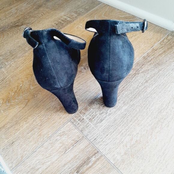 ENZO ANGIOLINI Black Mary Jane Peep Toe Suede Heels Career Wear sz: 8.5 /39 - Picture 2 of 6